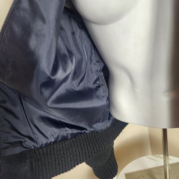 Vintage Outdoor Exchange Black 100% Leather Suede & Knit Bomber Jacket, Medium - Picture 5 of 12